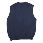 IZOD Mens Navy & Grey Argyle Patterned V-Neck Cotton Jumper L Sleeveless Classic