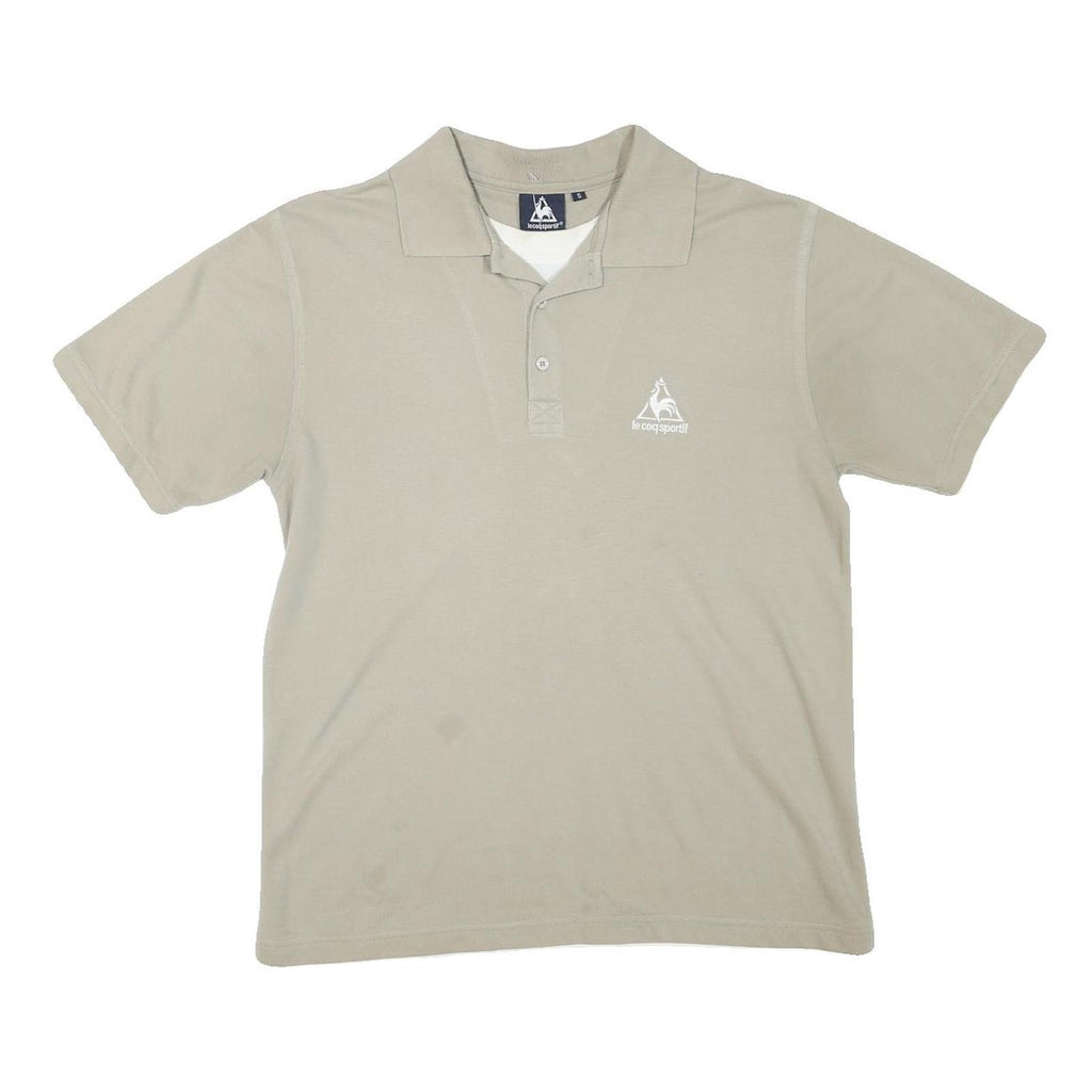 LE COQ SPORTIF Mens Beige Cotton Blend Short Sleeve Polo Shirt S Classic Casual