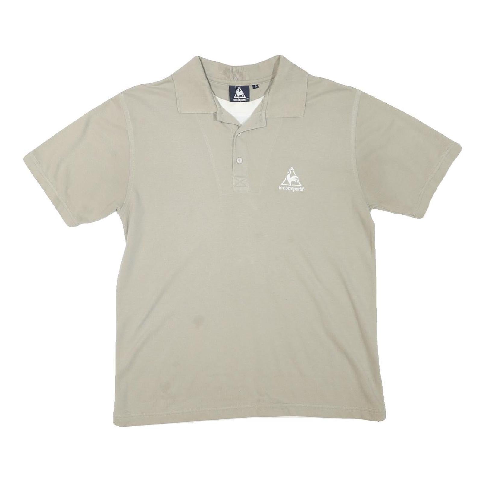 LE COQ SPORTIF Mens Beige Cotton Blend Short Sleeve Polo Shirt S Classic Casual