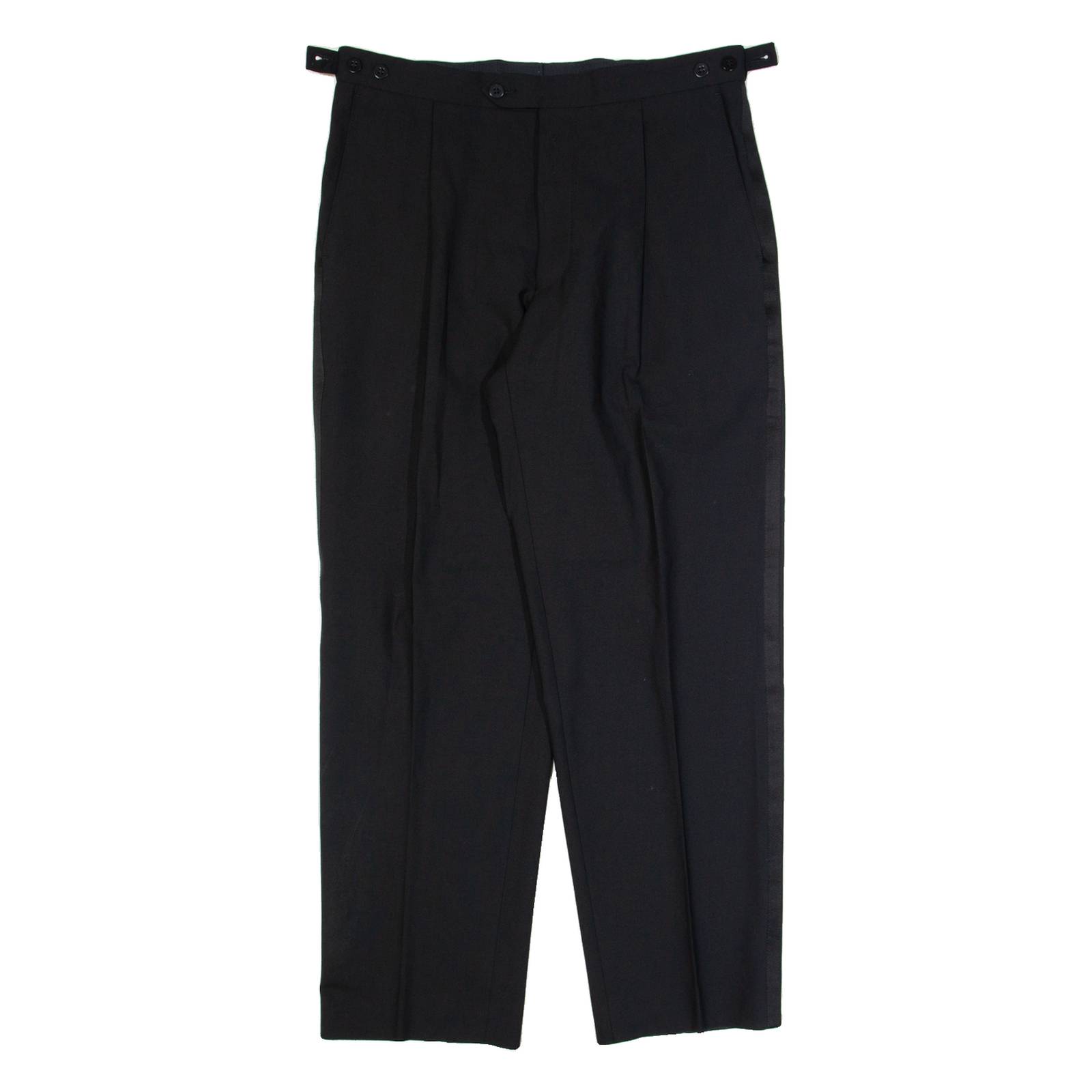 BALMAIN Pleated Mens Trousers Black Regular Straight Wool W32 L30