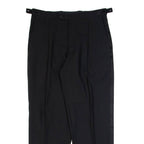 BALMAIN Pleated Mens Trousers Black Regular Straight Wool W32 L30
