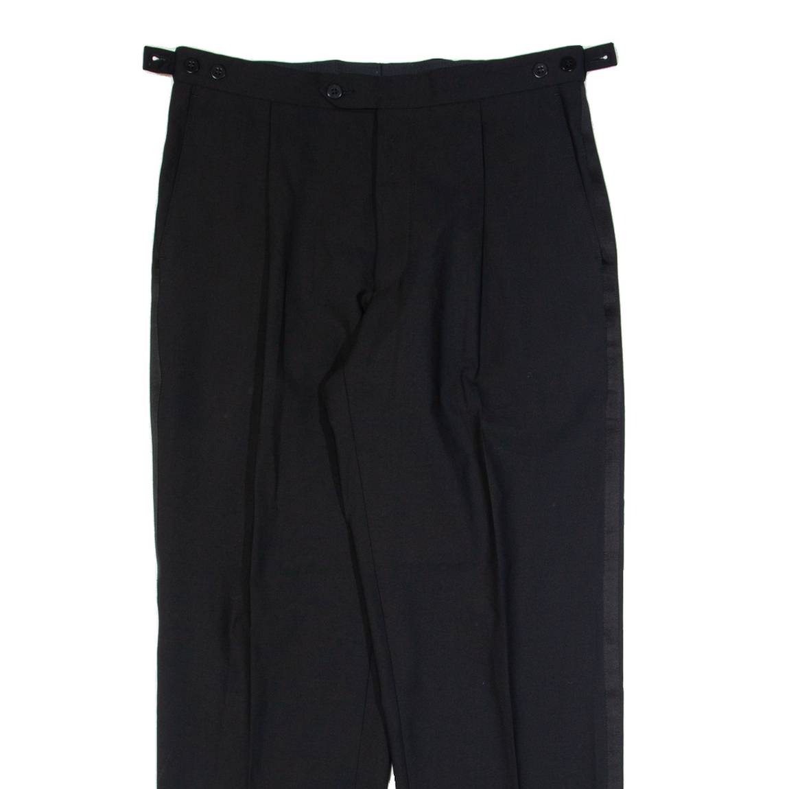 BALMAIN Pleated Mens Trousers Black Regular Straight Wool W32 L30