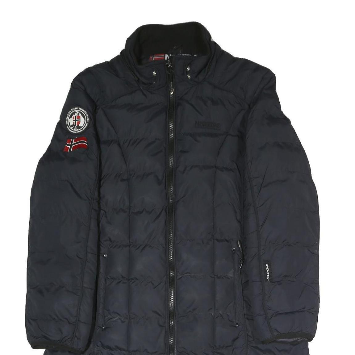 GEOGRAPHICAL NORWAY Womens Navy Blue Long Sleeve Zip Quilted Jacket UK 16