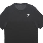 GYMSHARK Mens Black Polyester Fitness Short Sleeve Crew Neck S Performance