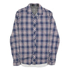 GUESS Mens Blue & Maroon Check Shirt M Cotton Blend Button Collar Casual