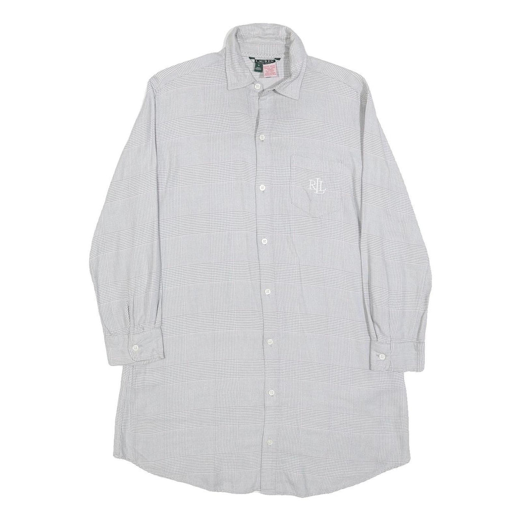 LAUREN RALPH LAUREN Womens Grey Check Day Woven Shirt Dress Cotton Blend S