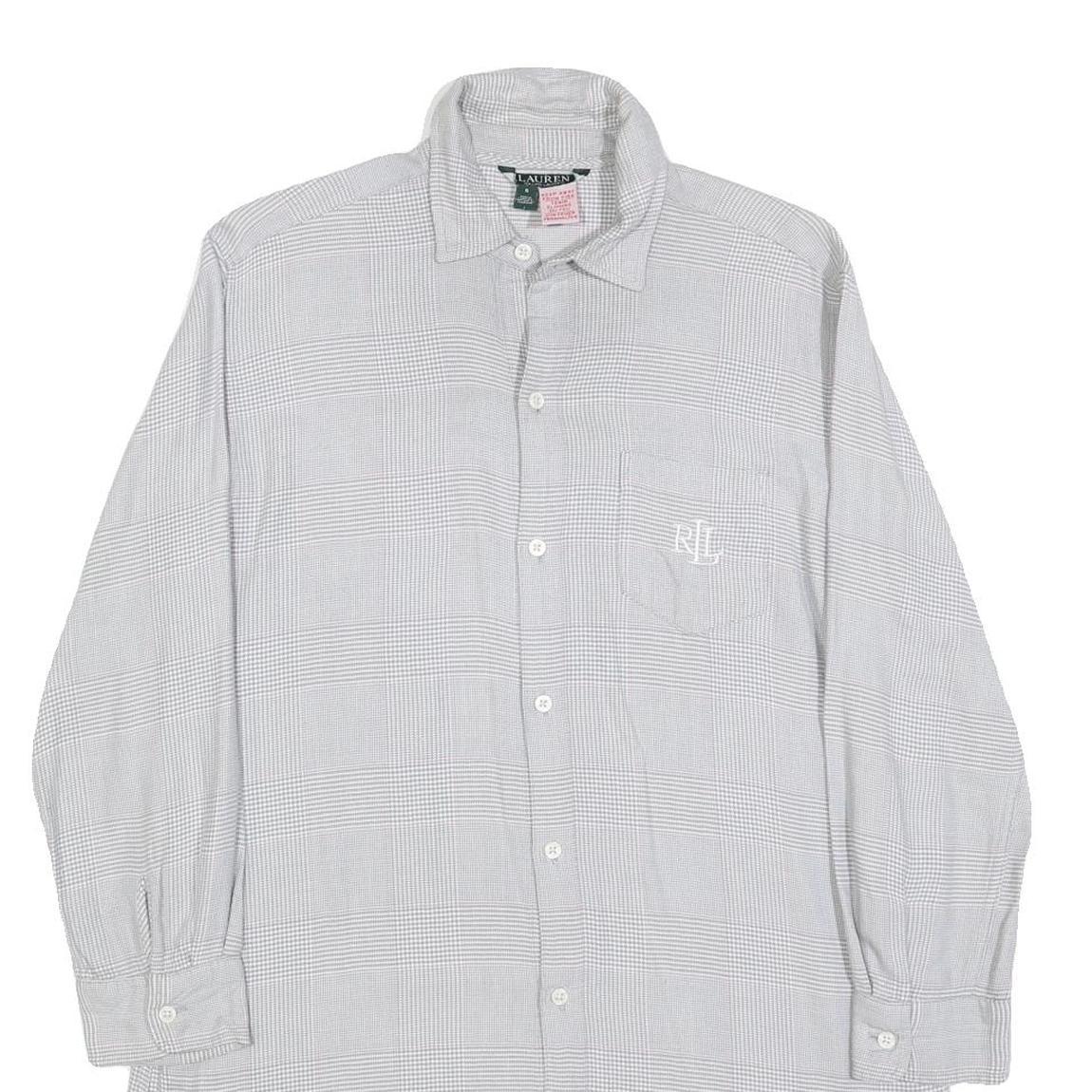LAUREN RALPH LAUREN Womens Grey Check Day Woven Shirt Dress Cotton Blend S