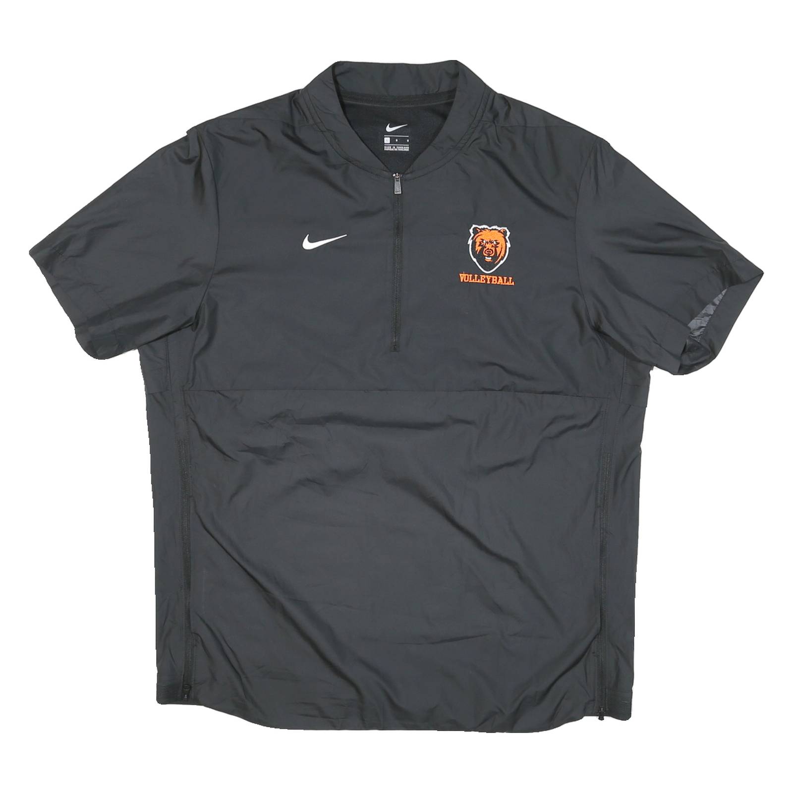 NIKE Mens Black Volleyball Track Jacket L Nylon Plain Short Sleeve Zip