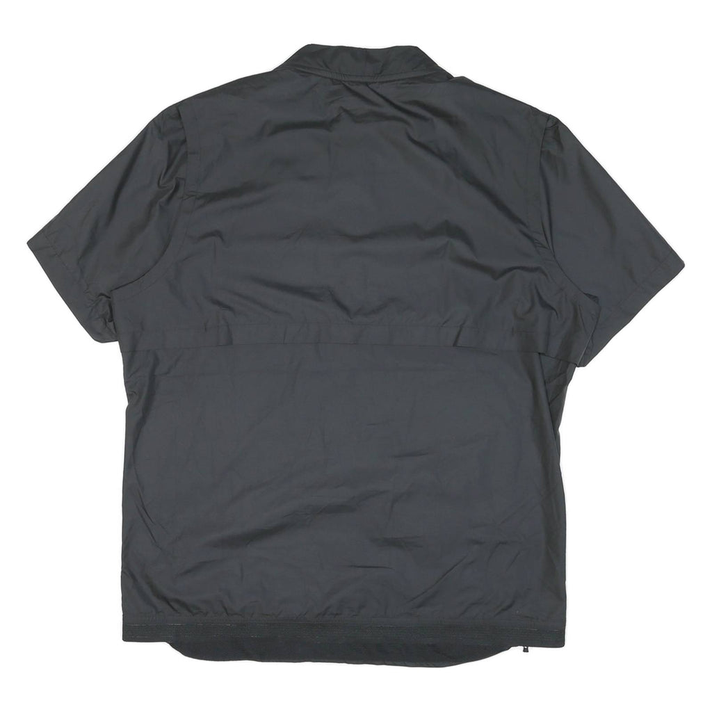NIKE Mens Black Volleyball Track Jacket L Nylon Plain Short Sleeve Zip