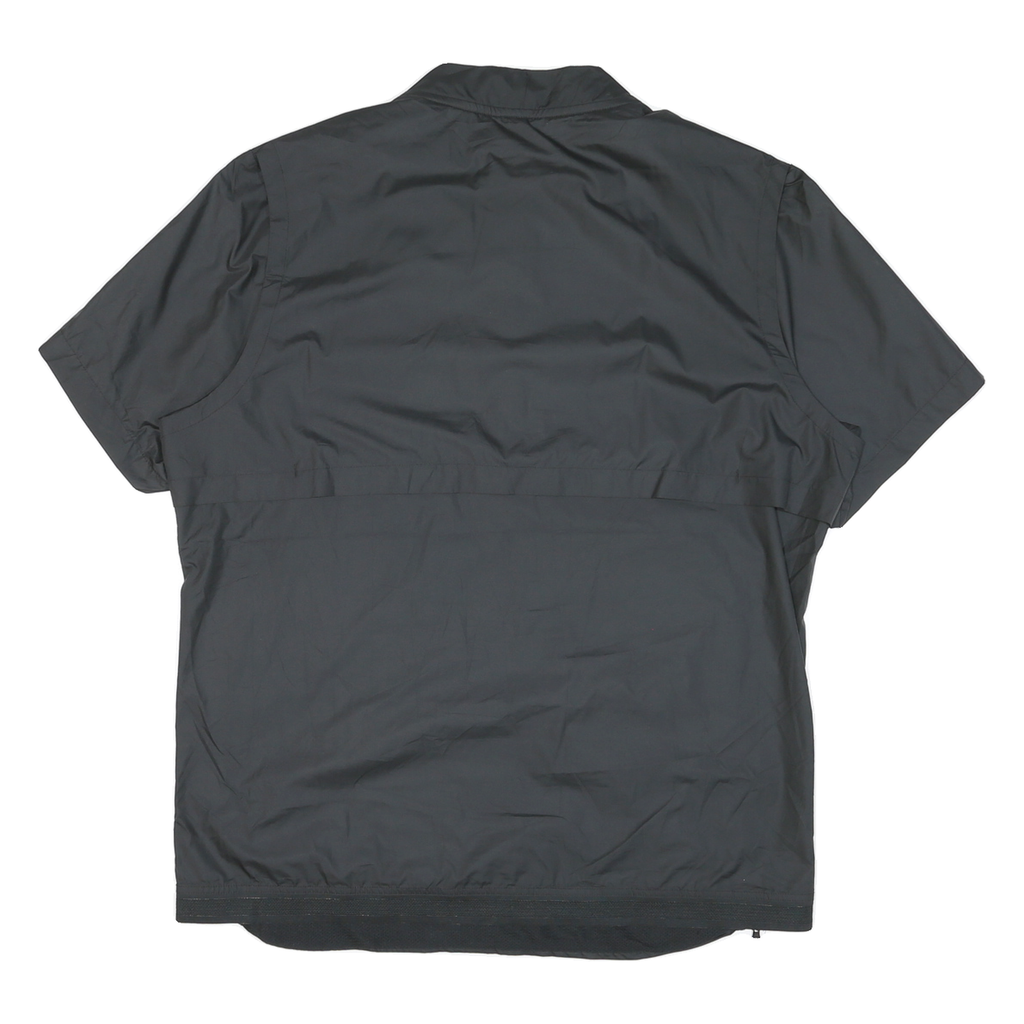 NIKE Mens Black Volleyball Track Jacket L Nylon Plain Short Sleeve Zip