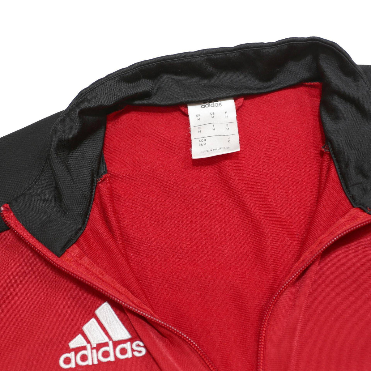 ADIDAS Mens Red & Black Track Jacket M Polyester Zip Sportswear Activewear