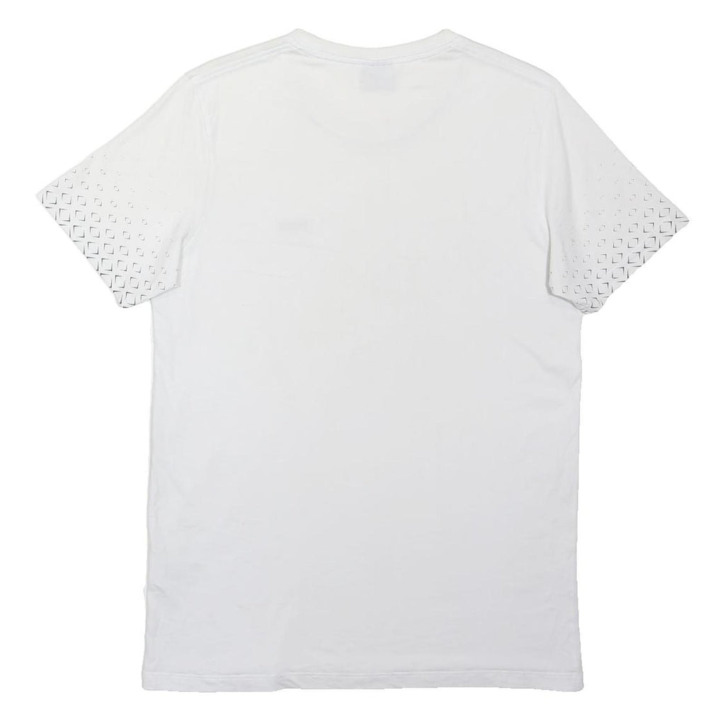 BOSS Mens White Graphic T-Shirt M Short Sleeve Crew Neck Designer Cotton Blend