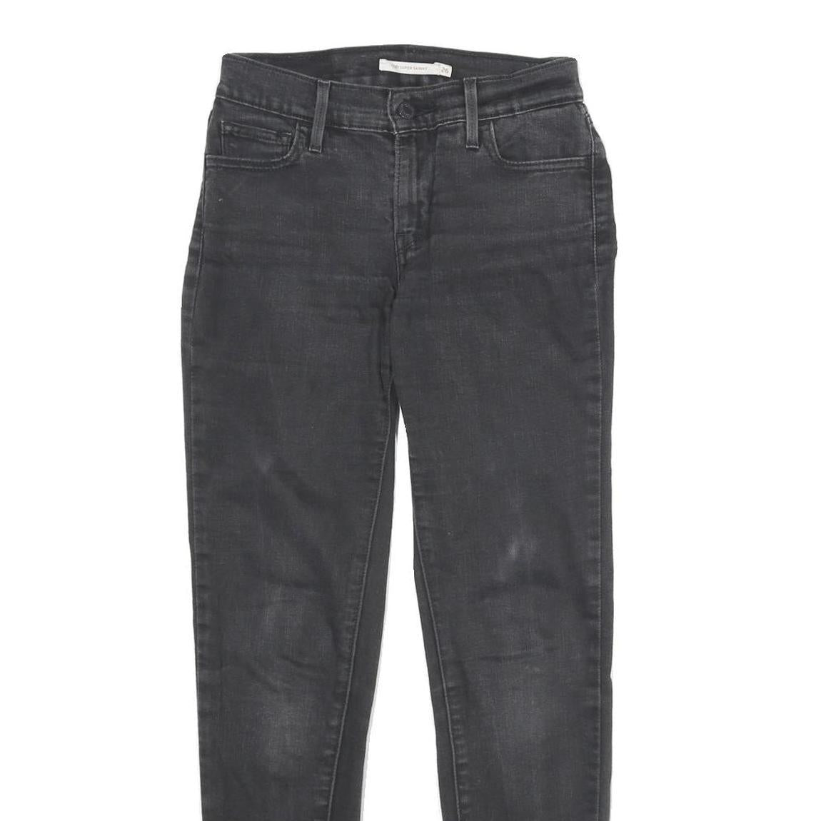 LEVI'S 710 Super Skinny Womens Jeans Black Slim Skinny Denim Raw W26 L30