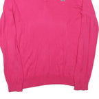 LACOSTE Womens Pink Plain V-Neck Basic Knit Jumper M Cotton Blend