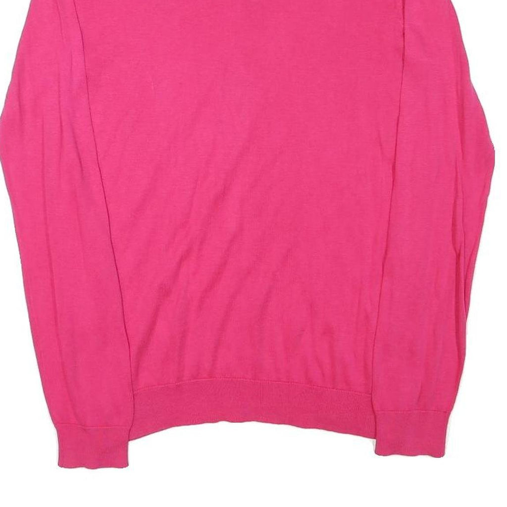 LACOSTE Womens Pink Plain V-Neck Basic Knit Jumper M Cotton Blend