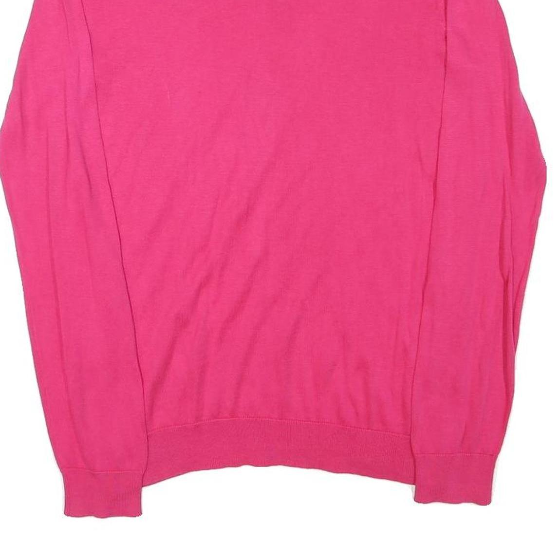 LACOSTE Womens Pink Plain V-Neck Basic Knit Jumper M Cotton Blend