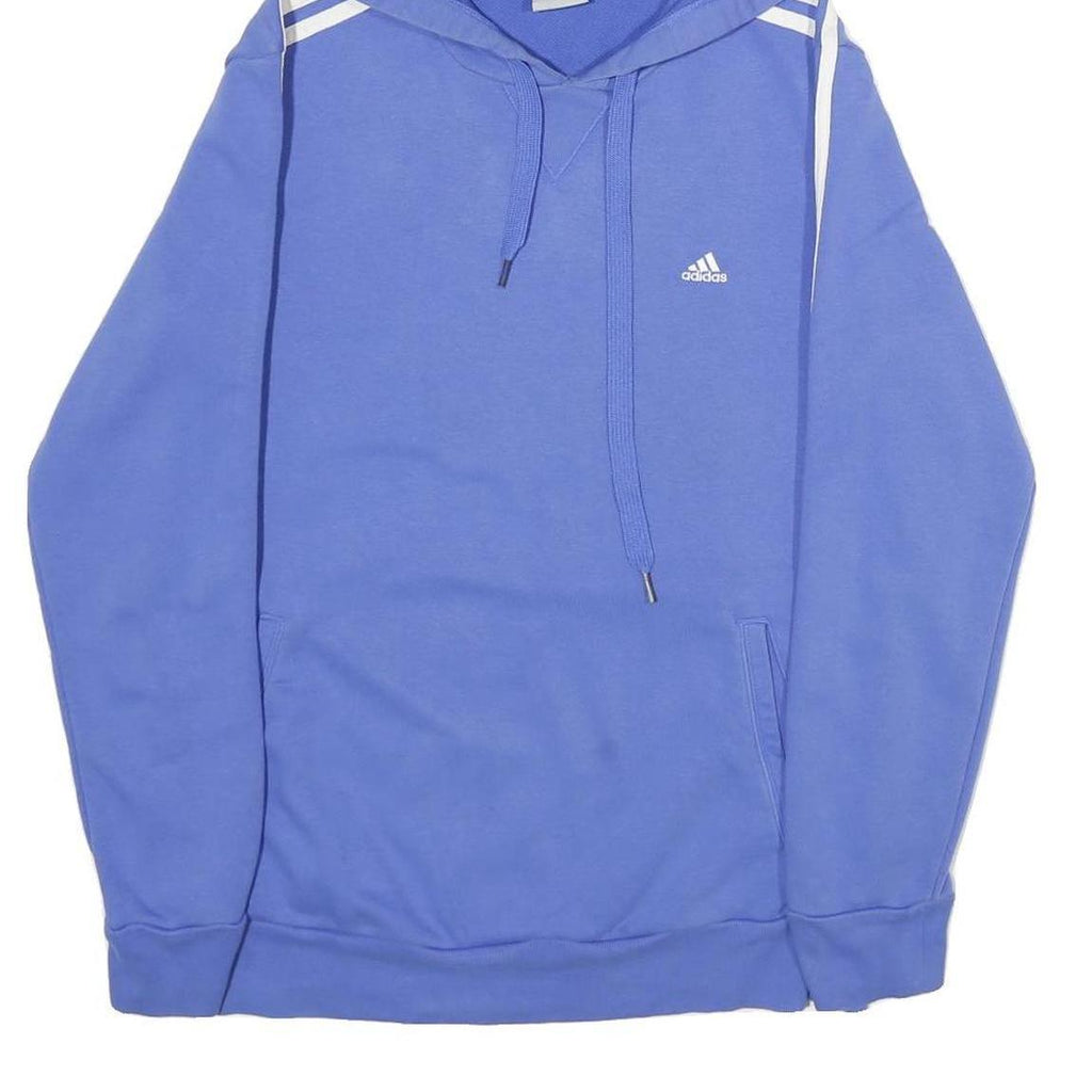 ADIDAS Womens Blue Pullover Hoodie M Cotton Blend Casual Sportswear
