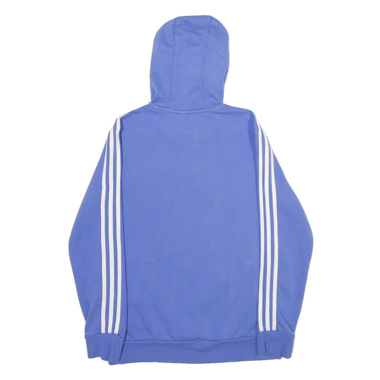 ADIDAS Womens Blue Pullover Hoodie M Cotton Blend Casual Sportswear