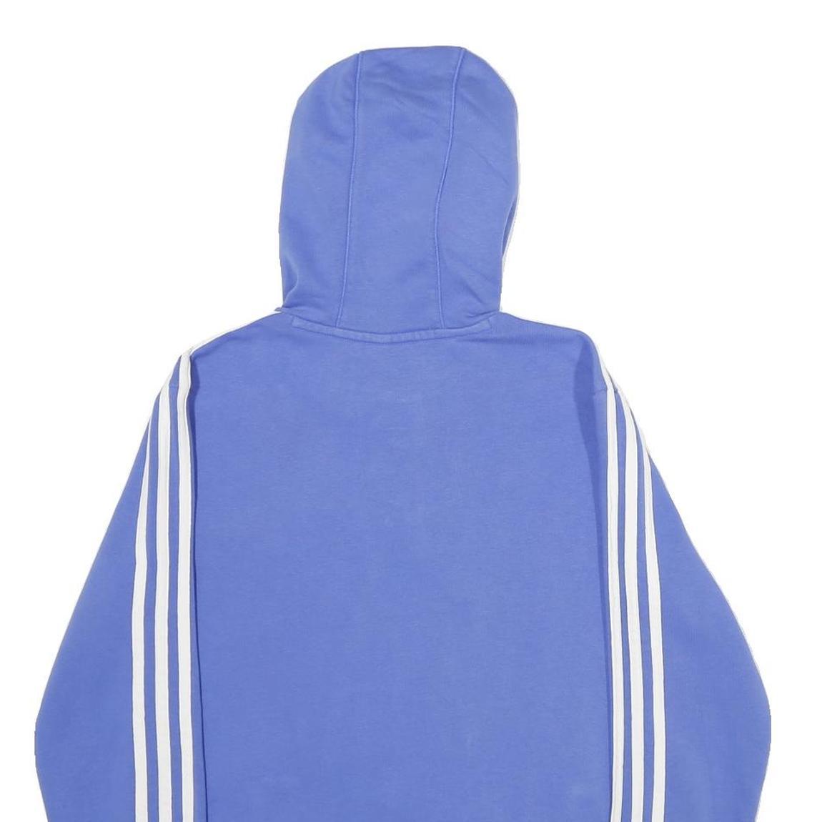 ADIDAS Womens Blue Pullover Hoodie M Cotton Blend Casual Sportswear