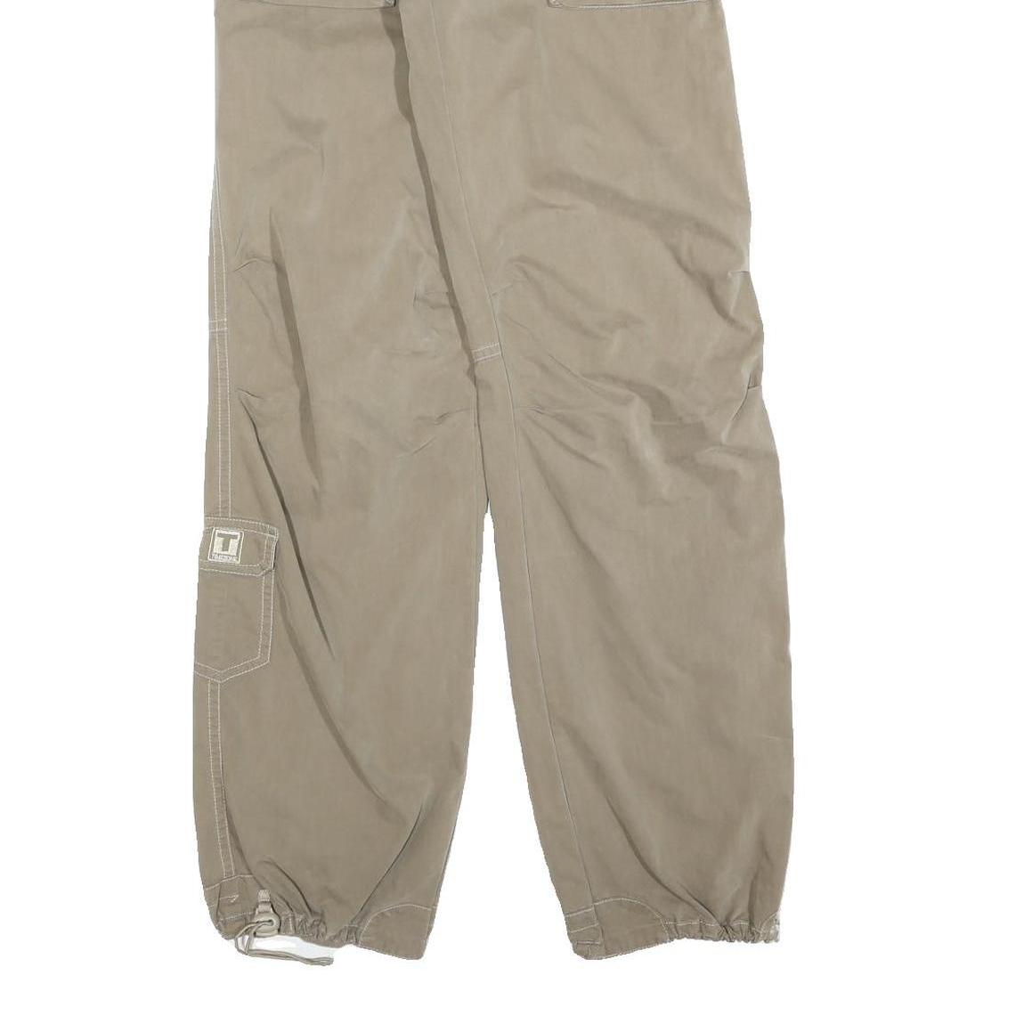 TIMEZONE Womens Beige Regular Fit Straight Trousers W30 L34 Casual Zip Closure