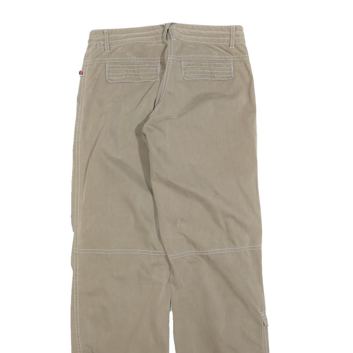 TIMEZONE Womens Beige Regular Fit Straight Trousers W30 L34 Casual Zip Closure