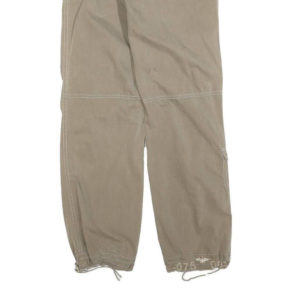 TIMEZONE Womens Beige Regular Fit Straight Trousers W30 L34 Casual Zip Closure