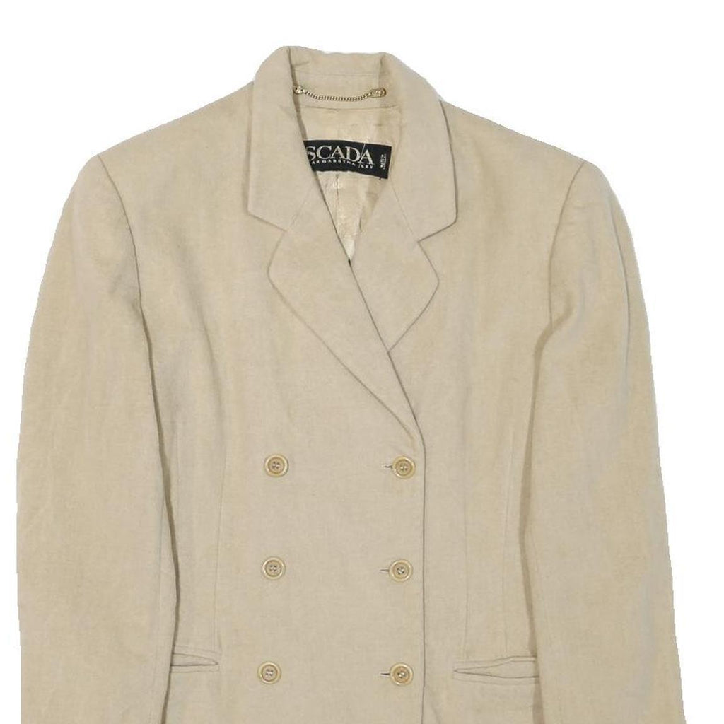 ESCADA Womens Beige Wool Double Breasted Jacket M Woven Classic Elegant
