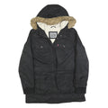 LEVI'S Womens Black Jacket L Polyester Blend Plain Zip Hooded Casual Winter