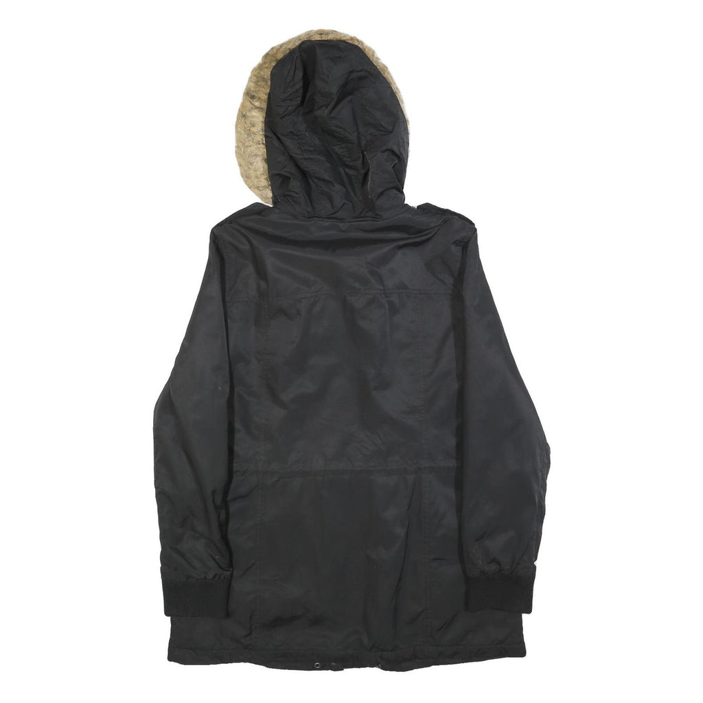 LEVI'S Womens Black Jacket L Polyester Blend Plain Zip Hooded Casual Winter