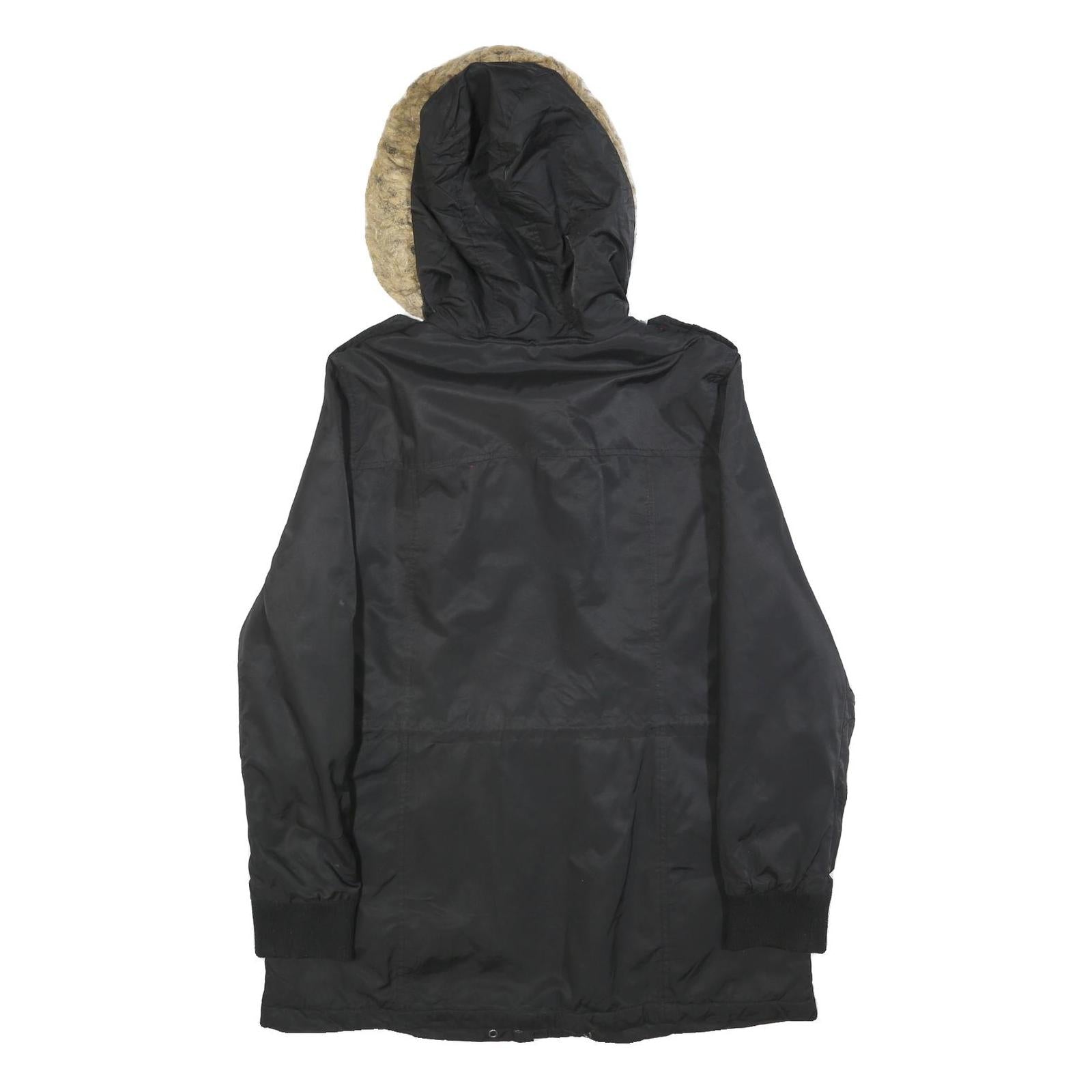 LEVI'S Womens Black Jacket L Polyester Blend Plain Zip Hooded Casual Winter