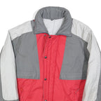 Mens Grey & Red Polyester Blend Outdoor Jacket L Zip Plain Casual Coat