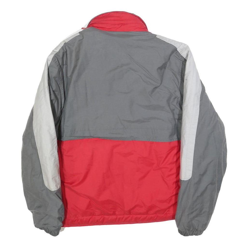 Mens Grey & Red Polyester Blend Outdoor Jacket L Zip Plain Casual Coat
