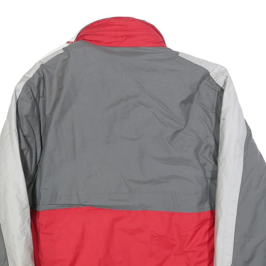 Mens Grey & Red Polyester Blend Outdoor Jacket L Zip Plain Casual Coat