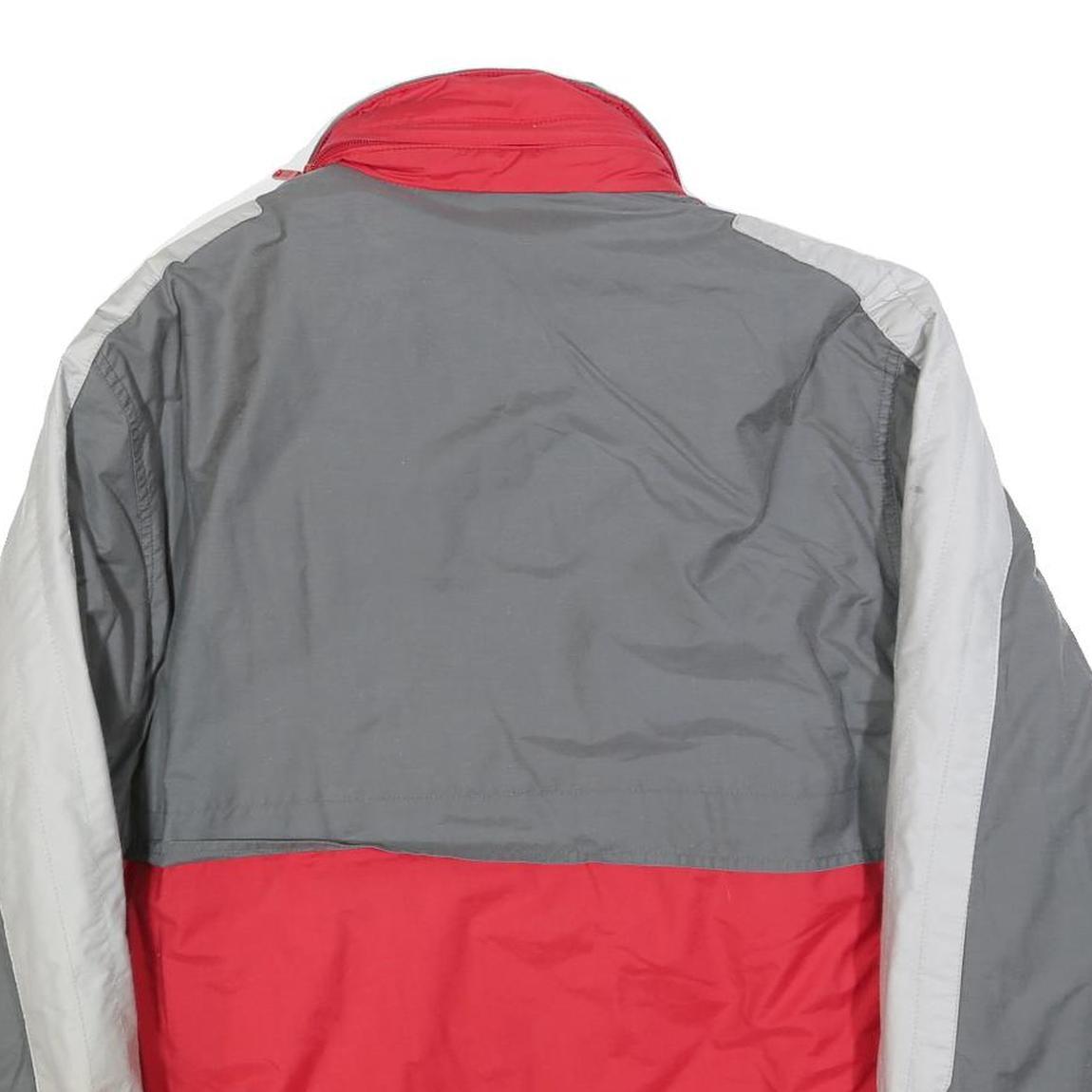 Mens Grey & Red Polyester Blend Outdoor Jacket L Zip Plain Casual Coat