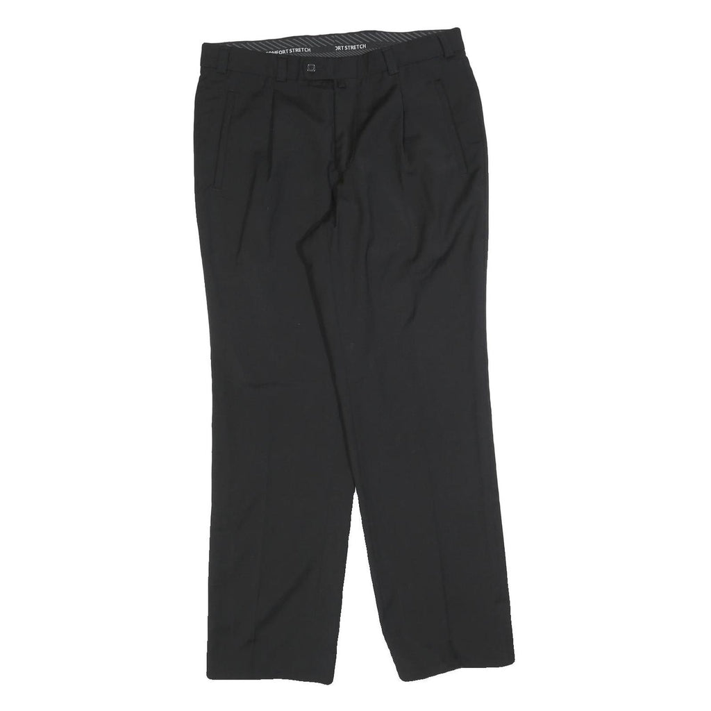 CHARLES VOGELE Womens Wool Blend Black Regular Fit Straight Trousers W34 L30