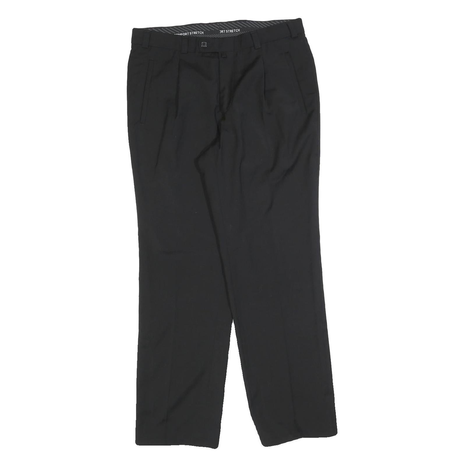 CHARLES VOGELE Womens Wool Blend Black Regular Fit Straight Trousers W34 L30