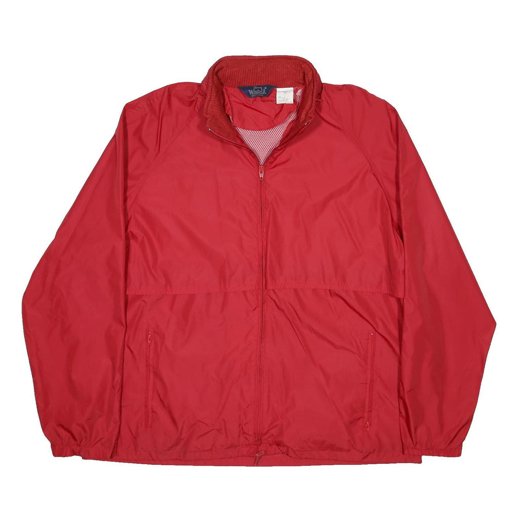 WOOLRICH Mens Red Nylon Jacket L Plain Zip Casual Lightweight Outdoorswear