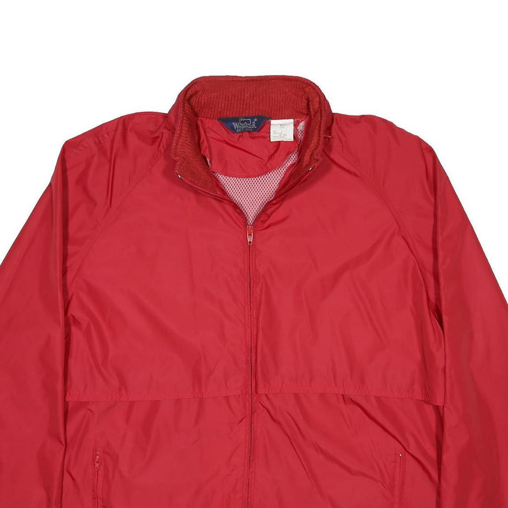 WOOLRICH Mens Red Nylon Jacket L Plain Zip Casual Lightweight Outdoorswear