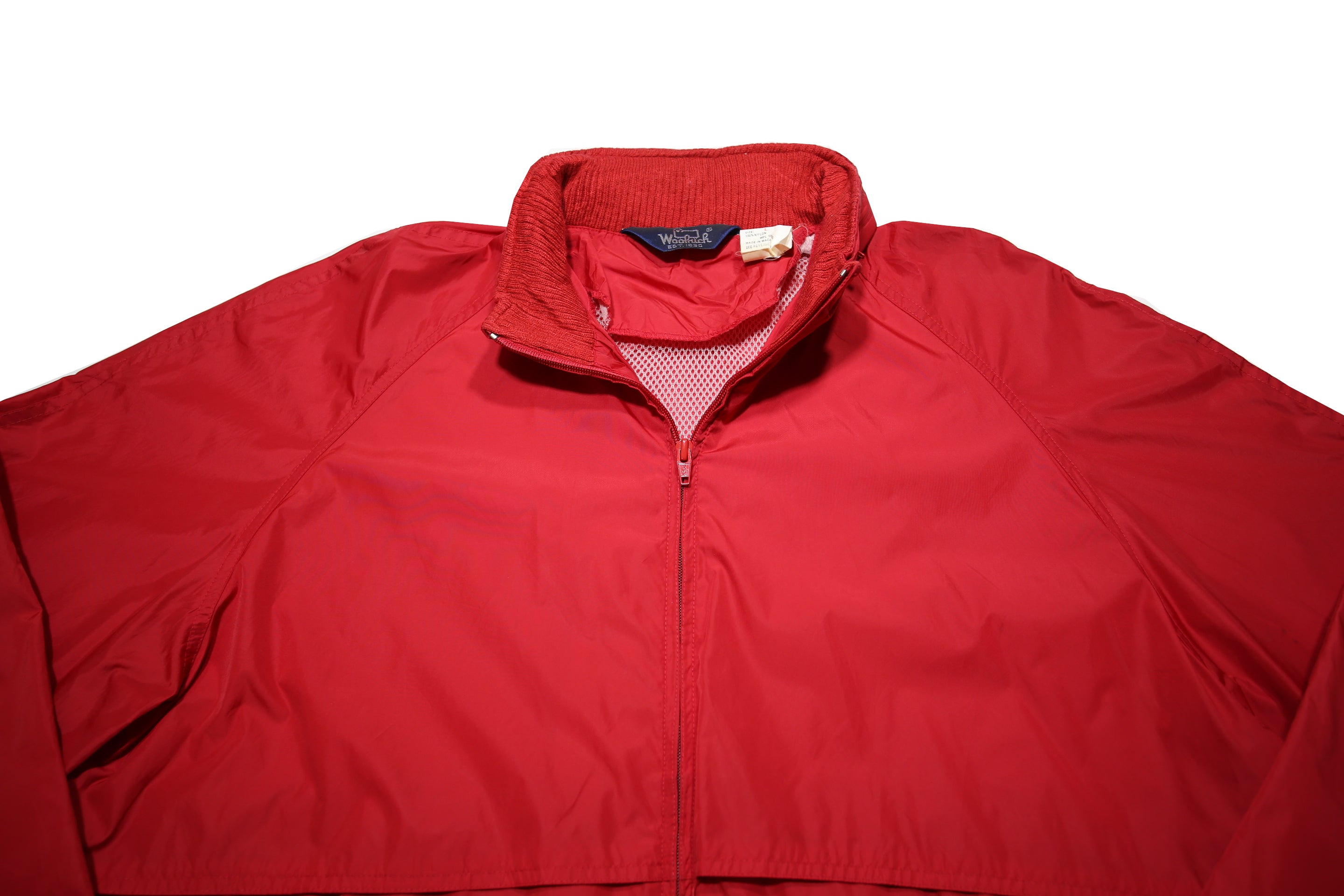 WOOLRICH Mens Red Nylon Jacket L Plain Zip Casual Lightweight Outdoorswear