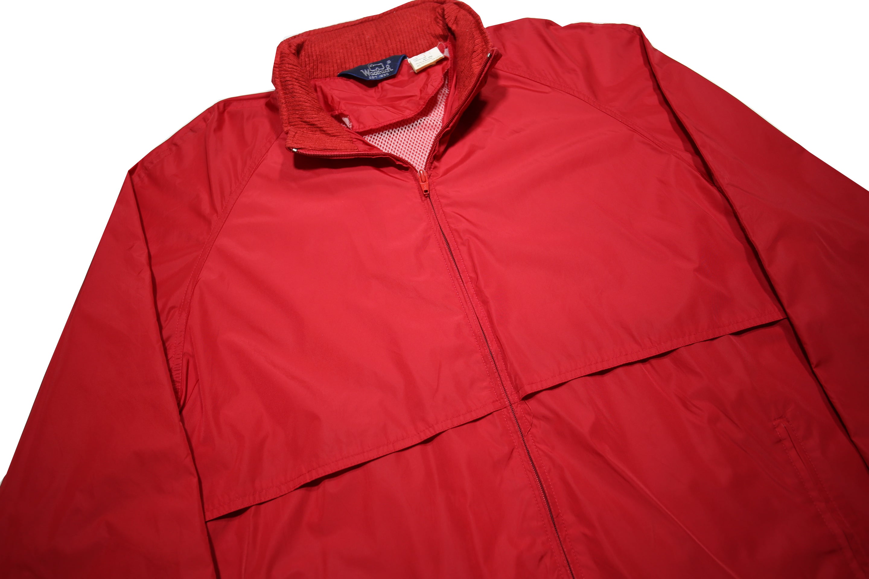 WOOLRICH Mens Red Nylon Jacket L Plain Zip Casual Lightweight Outdoorswear