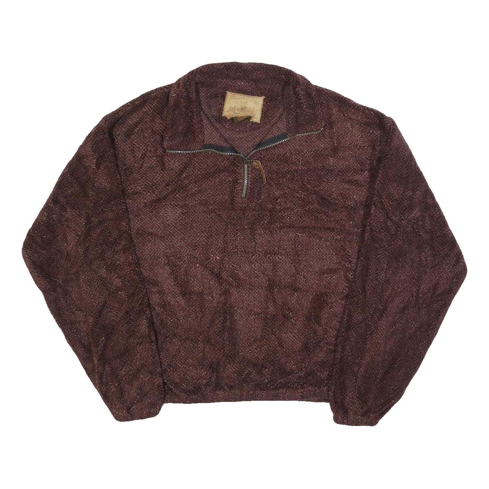 FIELD STREET Mens Maroon Pullover Plain Jumper Crew Neck Basic Knit L Casual