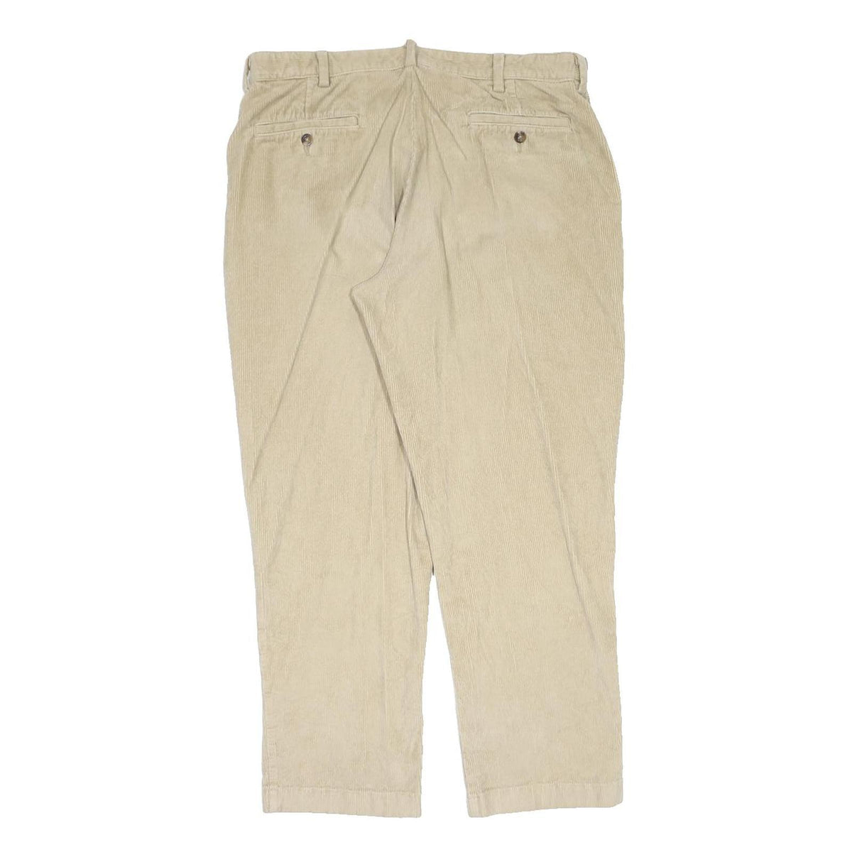 LL BEAN Mens Regular Beige Corduroy Trousers W34 L30 Classic Zip Closure