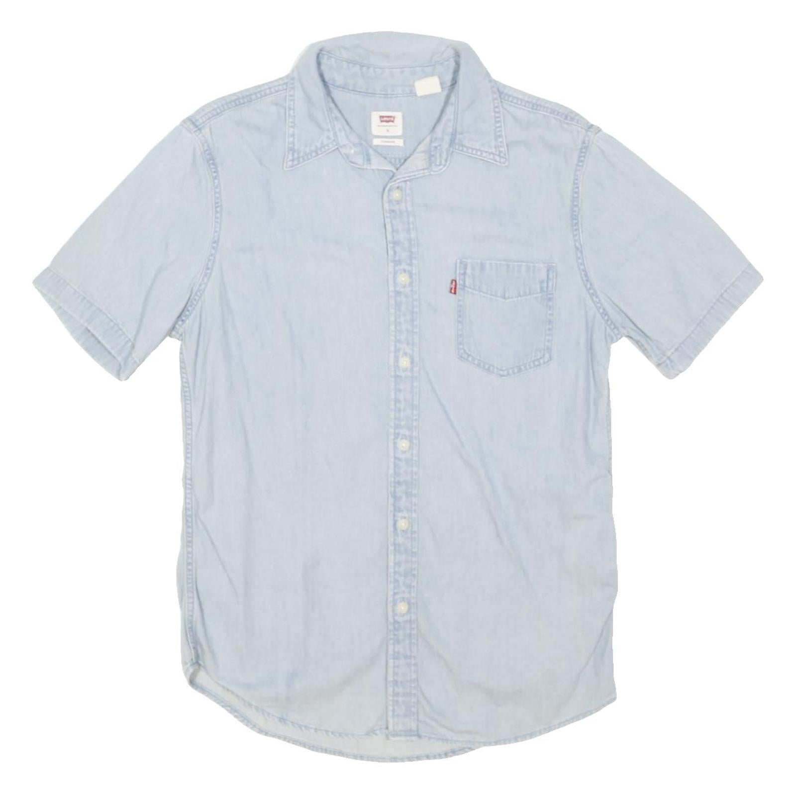 LEVI'S Mens Blue Light Denim Shirt S Cotton Blend Casual Lightweight