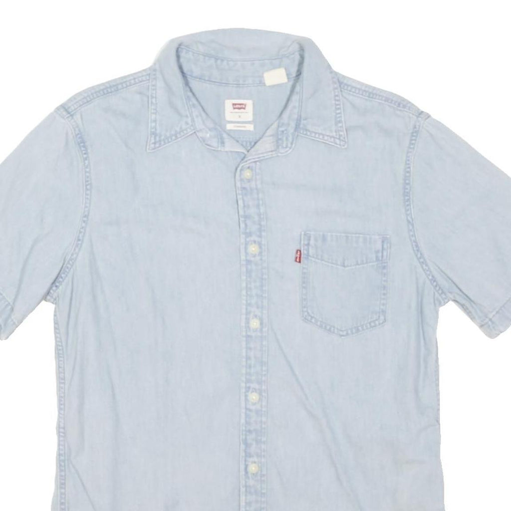LEVI'S Mens Blue Light Denim Shirt S Cotton Blend Casual Lightweight