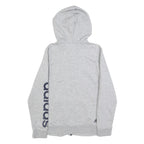 ADIDAS Womens Grey Hoodie L Full Zip Printed Logo Cotton Blend Casual
