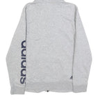 ADIDAS Womens Grey Hoodie L Full Zip Printed Logo Cotton Blend Casual