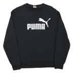PUMA Mens Black Cotton Blend Crew Neck Sweatshirt M Logo Print Casual