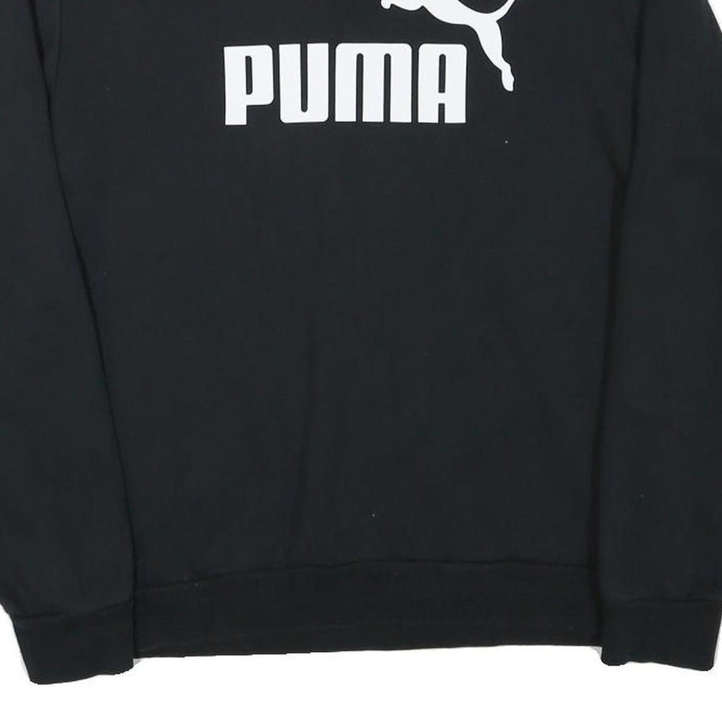 PUMA Mens Black Cotton Blend Crew Neck Sweatshirt M Logo Print Casual