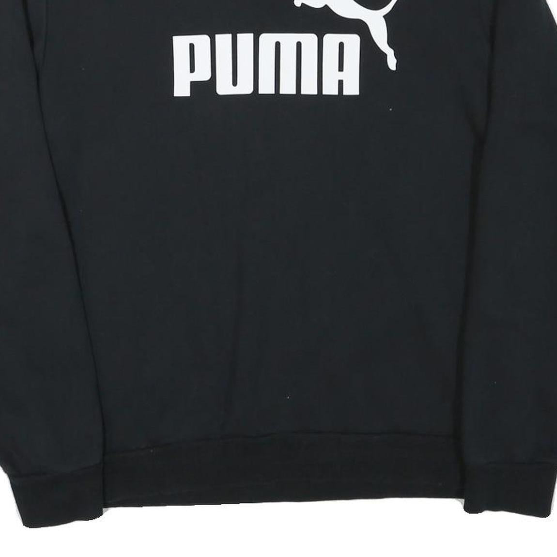 PUMA Mens Black Cotton Blend Crew Neck Sweatshirt M Logo Print Casual