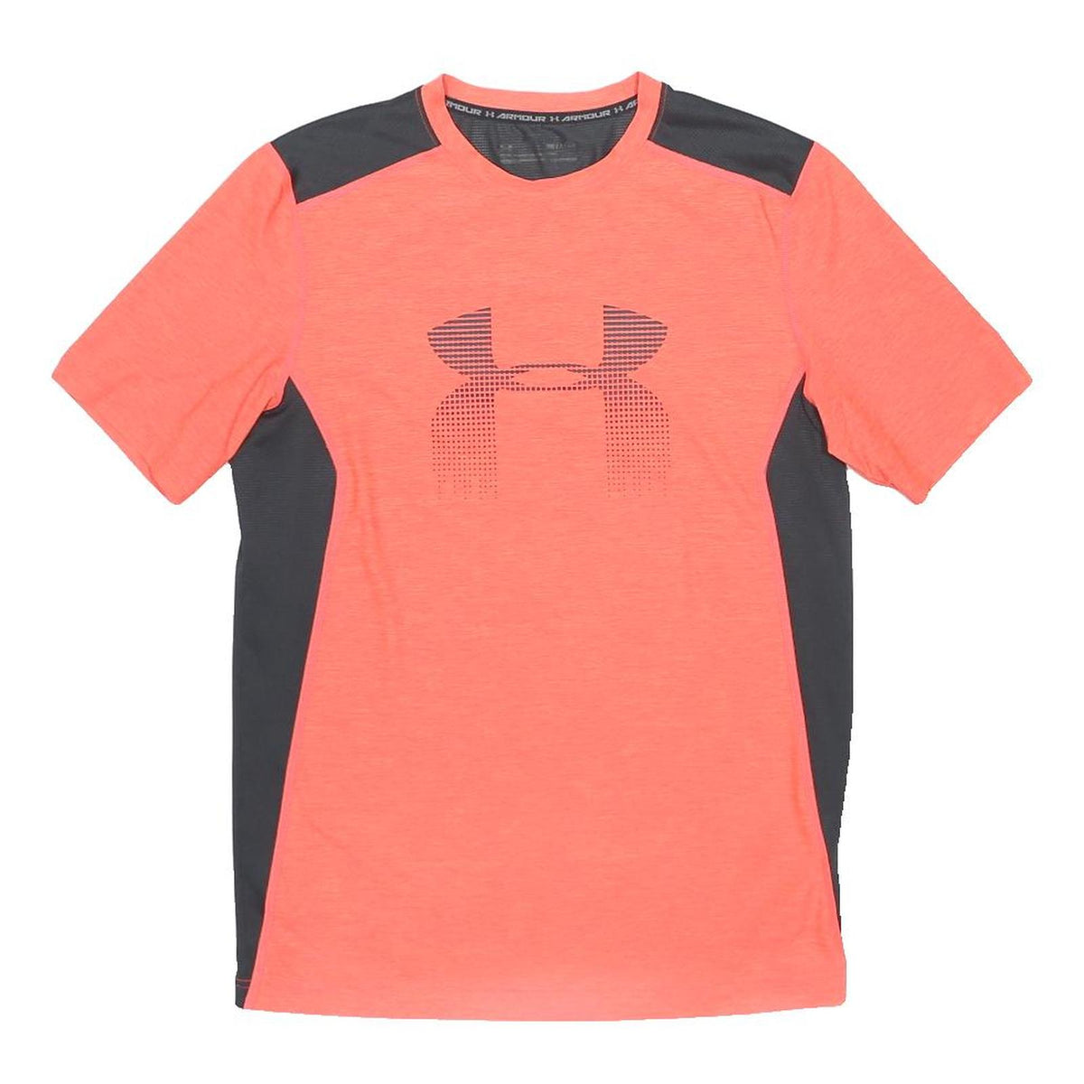 UNDER ARMOUR Mens Coral & Black Logo Graphic T-Shirt M Short Sleeve Round Neck